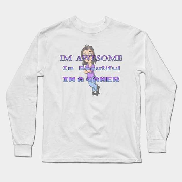 I am Beautiful Long Sleeve T-Shirt by LindaAkaTheGamerGirl